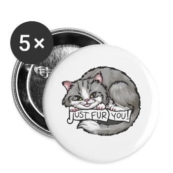 Cat_Just fur you - Buttons large 2.2''/56 mm (5-pack) - white - Front