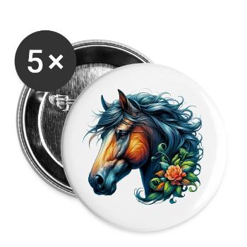 Horse - Buttons large 2.2''/56 mm (5-pack) - white - Front