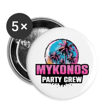 Mykonos Party Crew Holiday Saying - Buttons large 2.2''/56 mm (5-pack) - white - Front