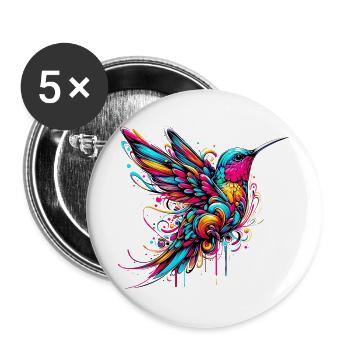 Kolibri - Buttons groß 56 mm (5er Pack) - Weiß - Vorne