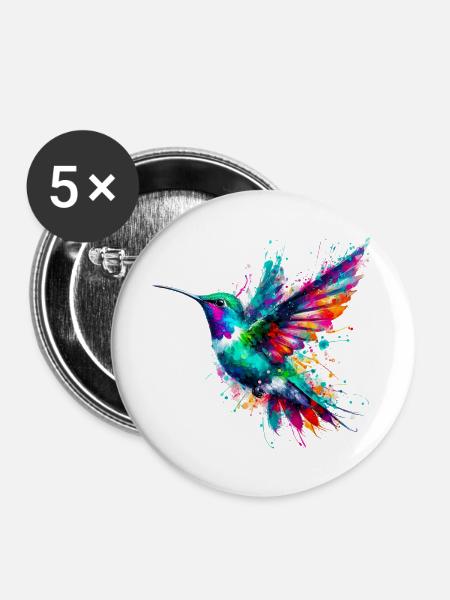 Kolibri - Buttons groß 56 mm (5er Pack) - Weiß
