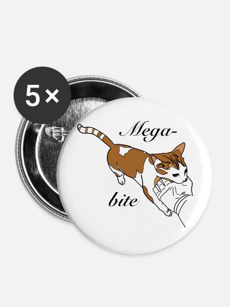 Mega bite - Buttons groß 56 mm (5er Pack) - Weiß