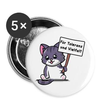 Kittehs für Toleranz und Vielfalt - Buttons groß 56 mm (5er Pack) - Weiß - Vorne