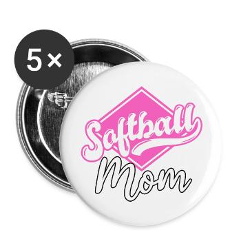 Softball Mom - Buttons large 2.2''/56 mm (5-pack) - white - Front