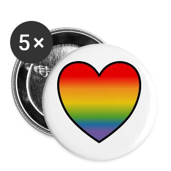 LGBT Shirt Regenbogenherz - Buttons groß 56 mm (5er Pack) - Weiß - Vorne