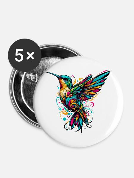 Kolibri - Buttons groß 56 mm (5er Pack) - Weiß
