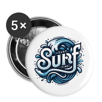 Les surfeurs surfent sur la vague sur la planche de surf - Lot de 5 grands badges (56 mm) - blanc - Devant