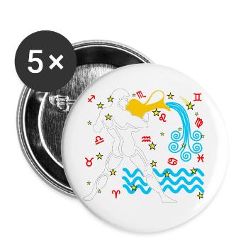 Aquarius-Farbe - Buttons groß 56 mm (5er Pack) - Weiß - Vorne