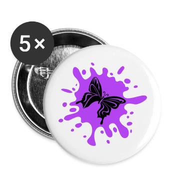 Butterfly Splash of Color - Buttons large 2.2''/56 mm (5-pack) - white - Front