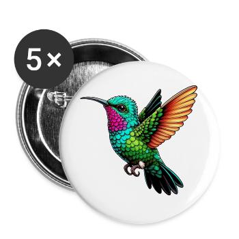 Colibri - Lot de 5 grands badges (56 mm) - blanc - Devant