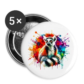 Lemur - Buttons groß 56 mm (5er Pack) - Weiß - Vorne