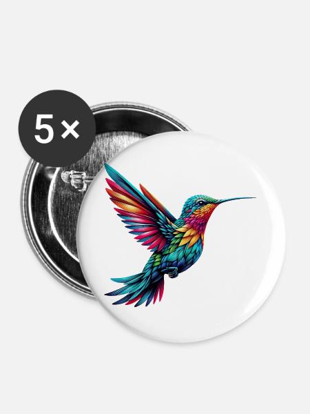 Kolibri - Buttons groß 56 mm (5er Pack) - Weiß