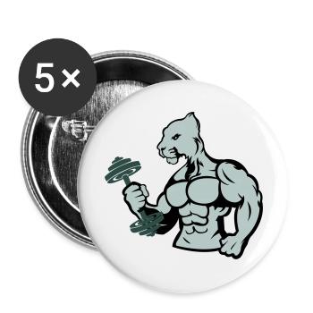 bodybuilder jaguar hantel - Buttons groß 56 mm (5er Pack) - Weiß - Vorne