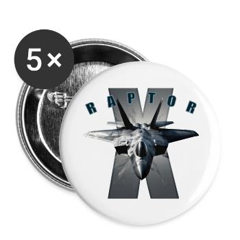 Kampfjet , Hobbyflugzeug, Raptor - Buttons groß 56 mm (5er Pack) - Weiß - Vorne