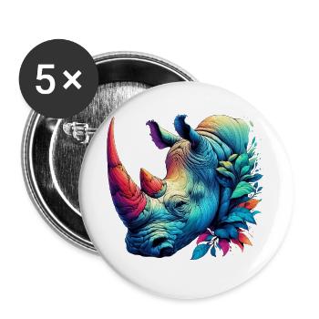 Rhinoceros - Buttons large 2.2''/56 mm (5-pack) - white - Front