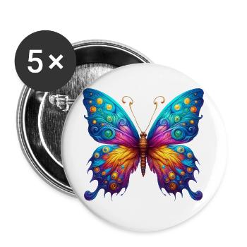 Van Gogh Schmetterling - Buttons groß 56 mm (5er Pack) - Weiß - Vorne