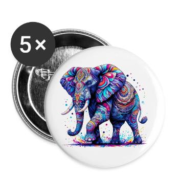 Elephant - Buttons large 2.2''/56 mm (5-pack) - white - Front
