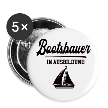 Bootsbauer in Ausbildung Bootsbauerausbildung Boot - Buttons groß 56 mm (5er Pack) - Weiß - Vorne