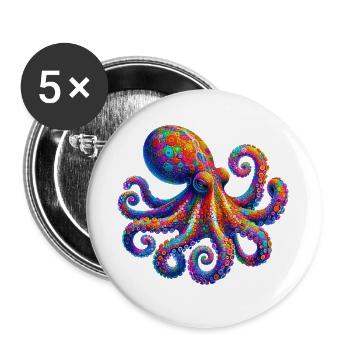 Krake - Buttons groß 56 mm (5er Pack) - Weiß - Vorne