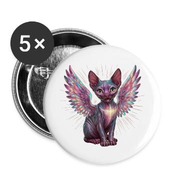 Chat Sphynx pour les amoureux des chats - Lot de 5 grands badges (56 mm) - blanc - Devant