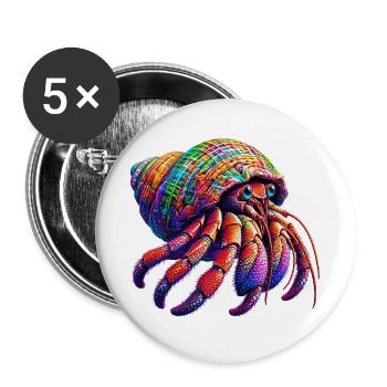 Einsiedlerkrebs - Buttons groß 56 mm (5er Pack) - Weiß - Vorne