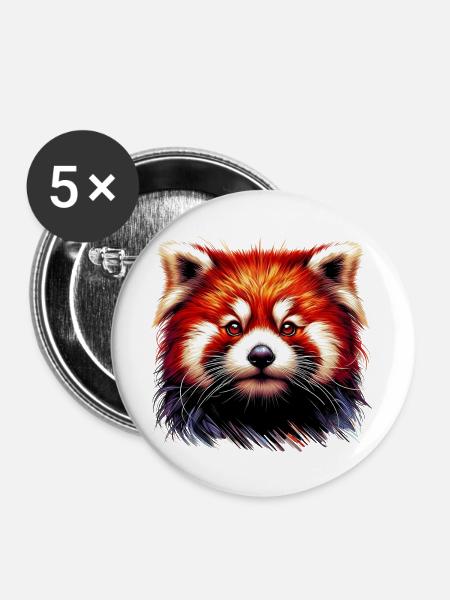 Kleiner Panda - Buttons groß 56 mm (5er Pack) - Weiß