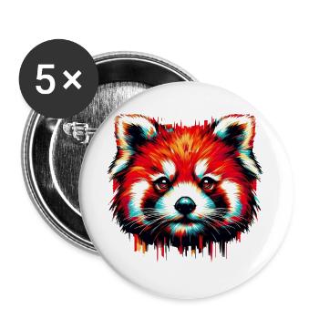 Kleiner Panda - Buttons groß 56 mm (5er Pack) - Weiß - Vorne