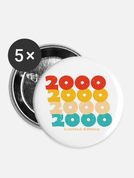 2000: Limitierte Auflage - 24-jähriges Jubiläum - Buttons groß 56 mm (5er Pack) - Weiß