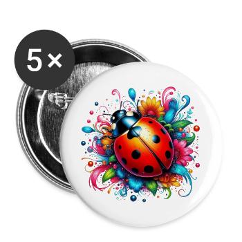 Coccinelle - Lot de 5 grands badges (56 mm) - blanc - Devant