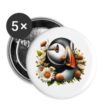 Puffin - Buttons large 2.2''/56 mm (5-pack) - white - Front