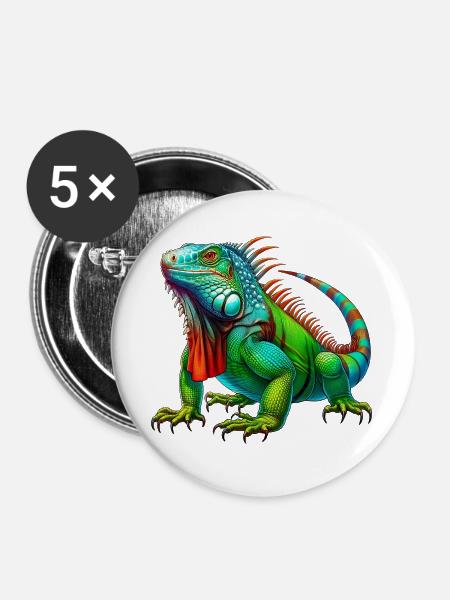 Leguan - Buttons groß 56 mm (5er Pack) - Weiß