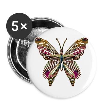 Schmetterling - Buttons groß 56 mm (5er Pack) - Weiß - Vorne