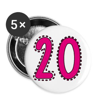 20. 20 YEARS. 20th ANNIVERSARY. 20 YEARS ANNIVERSARY. - Buttons large 2.2''/56 mm (5-pack) - white - Front