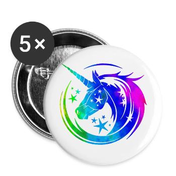 Einhorn süße Regenbogen lustige Einhörner magische Fantasie - Buttons groß 56 mm (5er Pack) - Weiß - Vorne