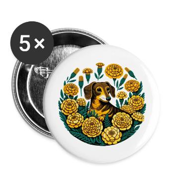 Dackel - Buttons groß 56 mm (5er Pack) - Weiß - Vorne