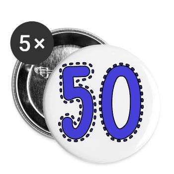 50. 50 JAHRE. 50-JÄHRIGES JUBILÄUM. 50-JÄHRIGES JUBILÄUM. - Buttons groß 56 mm (5er Pack) - Weiß - Vorne