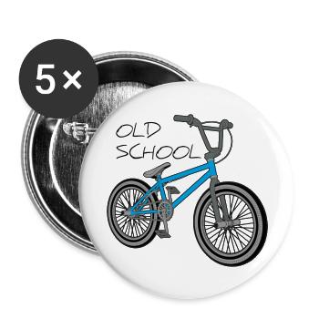 bmx old school blue - Buttons groß 56 mm (5er Pack) - Weiß - Vorne