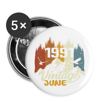 Birthday Legends est né en juin 1991 - Lot de 5 grands badges (56 mm) - blanc - Devant