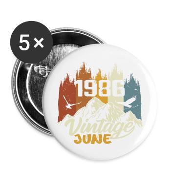 Birthday Legends est né en juin 1986 - Lot de 5 grands badges (56 mm) - blanc - Devant
