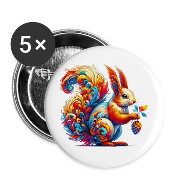 Squirrel - Buttons large 2.2''/56 mm (5-pack) - white - Front