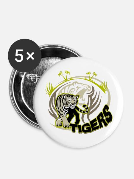 Tiger - Buttons groß 56 mm (5er Pack) - Weiß