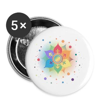 S’épanouir avec des symboles de genre : fierté et appartenance - Lot de 5 grands badges (56 mm) - blanc - Devant