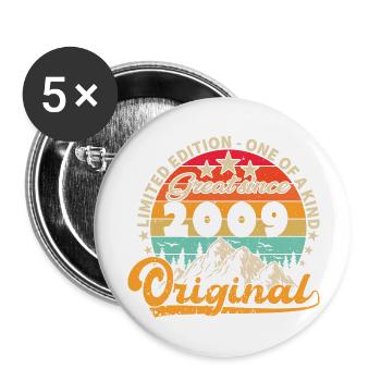 Vintage Born 2009 Birthday Gift. - Buttons large 2.2''/56 mm (5-pack) - white - Front