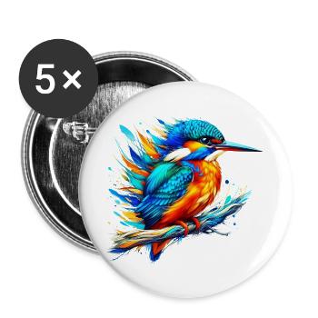 Martin-pêcheur - Lot de 5 grands badges (56 mm) - blanc - Devant