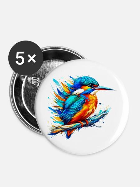 Eisvogel - Buttons groß 56 mm (5er Pack) - Weiß