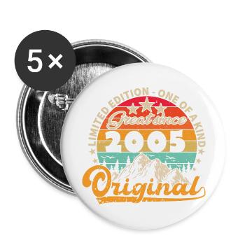 Millésime Né(e) 2005 Cadeau Anniversaire. - Lot de 5 grands badges (56 mm) - blanc - Devant