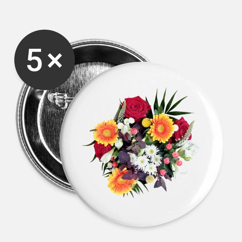 BOUQUET - Lot de 5 grands badges (56 mm) - blanc