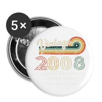 2008 Jahrgang Klassiker 2008 - Buttons groß 56 mm (5er Pack) - Weiß - Vorne