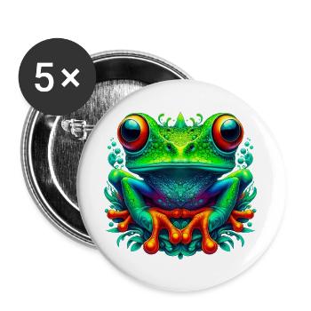 Grenouille - Lot de 5 grands badges (56 mm) - blanc - Devant