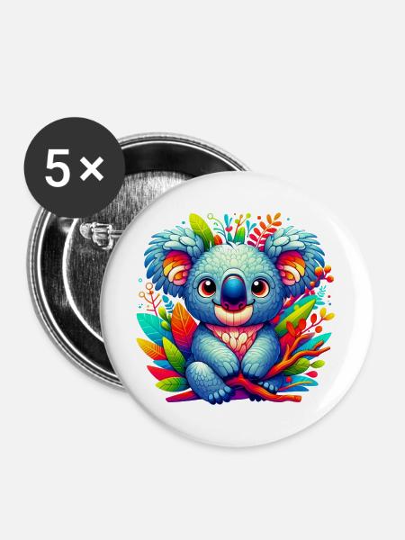 Koala - Buttons groß 56 mm (5er Pack) - Weiß
